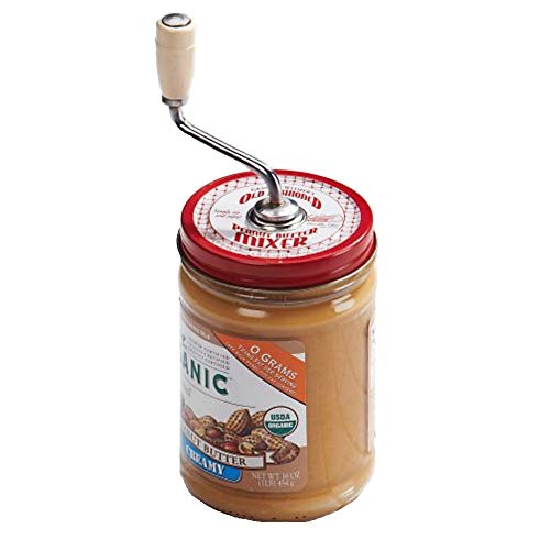 Grandpa Witmer's Old Fashioned Mess-Free Nut Butter and Natural Peanut Butter Mixer, Made in America, BPA Free, Fits 16-Ounce Jars with 3-Inch Lids