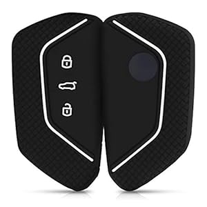 kwmobile autosleutel hoesje compatibel met VW Golf 8 3-knops autosleutel – Autosleutel behuizing in zwart/wit
