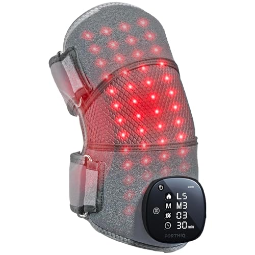 FORTHiQ RED+ Knee Massager with Heat and Red Light Therapy, Knee Brace with 5 Intensity Levels, 52 Red & Infrared Lights, Cordless, Adjustable for Knees, Elbows & Shoulders, Gift for Men & Women