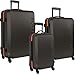 Nautica 3 Piece Hardside 4-Wheeled Luggage Set, Grey/Orange