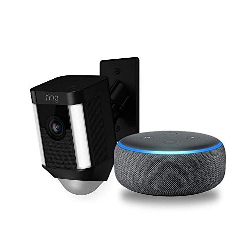 Ring Spotlight Cam Mount HD Security Camera - Black with Echo Dot (3rd Gen) - Charcoal