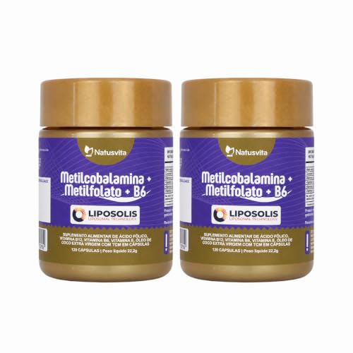 Metilcobalamina B12 +Metilfolato Ácido Fólico +Vitamina B6 + Vit E + TCM Lipossomal Alta Absorção (2 und. 240 cápsulas)