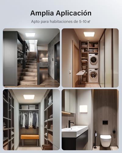 Leselux Ceiling Light with Motion Sensor, Wireless Ceiling Light with Remote Control, 3 Colour Temperatures Dimmable, Rechargeable Ceiling Light for Porch, Stairs, Garage, 2 Packs