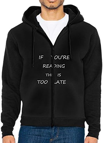 White If You're Reading This It's Too Late Mens Cool Drawstring Hoodie