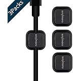 Cable Management, Sinjimoru Magnetic Cable Clip and Cable Organizer for iPhone Lightning Cable and Micro USB Cable. Magnetic Cable Holder, Black, 3 PACK.