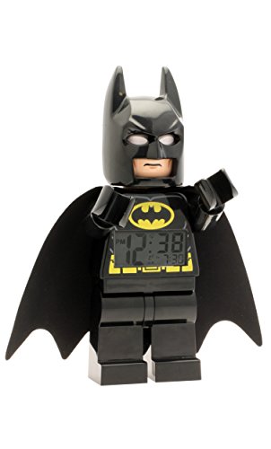 LEGO-DC-Comics-Super-Heroes-Batman-9005718-Kids-Minifigure-Light-Up-Alarm-Clock-BlackYelow-Plastic-95-inches-Tall-LCD-Display-boy-Girl-Official