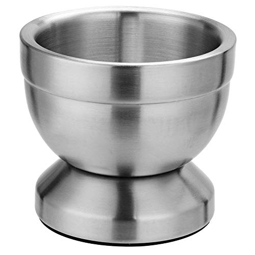 Double Stainless Steel Metal Mortar Salt And Pestle Pedestal Bowl Garlic Press Pot Herb Mills Pepper Spice Grinder Pugging Pot