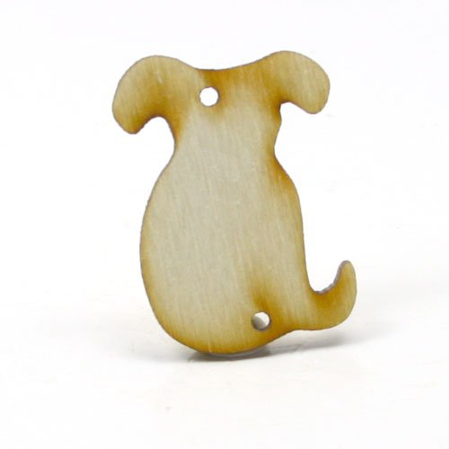 Mylittlewoodshop - Pkg of 6 - Dog - 1-1/2 inches by 1-1/2 inches and 2 2mm holes and 1/8 inch thick unfinished wood(LC-DOGG05-6)