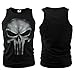 BELLO TUTTI Men's Slim Punisher Skull Ghost Black Sleeveless Shirt Card Holder