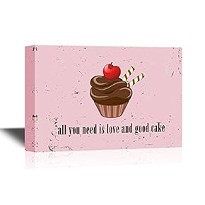Canvas Wall Art - All You Need is Love and Good Cake - Gallery Wrap Modern Home Art | Ready to Hang - 12x18 inches