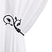 CHICTIE European Leaves Curtain Holdbacks Decorative Wall Hooks Hanger for Drapes Linen Holder Window Treatment Hardware,Set of 2 (Black)