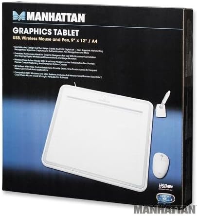9"x12"-inch USB Graphics Tablet with Wireless Mouse and Pen for Home and Office, Manhattan 176040
