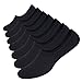 WANDER No Show Mens Socks 7 Pack Cotton Non Slip Low Cut Invisible Loafer Socks Boat Liner 6-107black