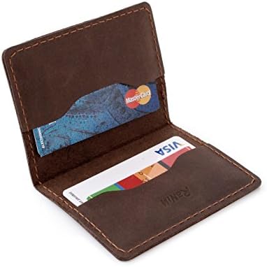 RONIN Slim Wallet Wallets Credit Business Card Holder Rustic Brown Vintage Genuine Leather Minimalist Accessories Business Card Holder for Men Women