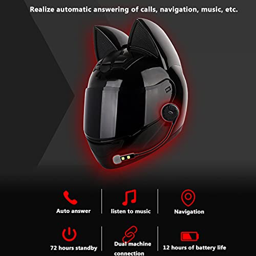 Cat Ear Helmet Beautiful Cool Girl Motorcycle Bluetooth Full Face