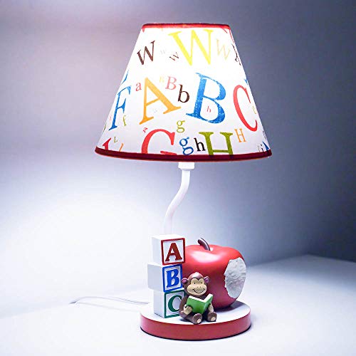 Kids Table Lamps for Bedrooms, Nursery Animals Thematic Hand Painted, Decor Night Light Gift (Apple