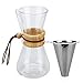OAMCEG Pour Over Coffee Maker, 20 OZ Borosilicate Glass Carafe and Reusable Stainless Steel Permanent Filter Manual Coffee Dripper Brewer with Real Wood Sleeve
