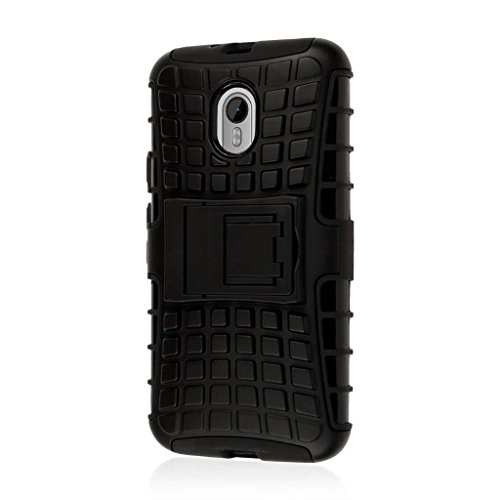 Moto G (3rd Gen) Case - Black, MPERO IMPACT SR Series Tough Durable Shock Absorbing TPU Textured Non Slip Polycarbonate Hybrid Kickstand Case for Motorola Moto G (3rd Gen)