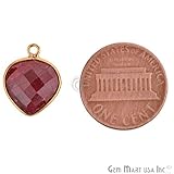 5 PC Ruby Bezel Connector Heart Shape 12mm Gold
