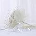 Enerhu Flower Bridal Bouquet Pearls Silk Lace Bouquet Romantic Beige Wedding Decor