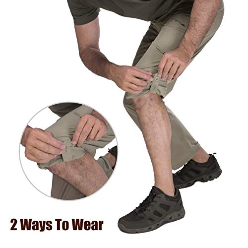 FREE SOLDIER Men's Outdoor Convertible Pants Lightweight Quick Dry Nylon Tactical Pants (Mud Color, 44W) - Thumbnail 4