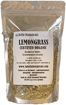 Organic Lemongrass, 4 oz Pouch, 113 Grams, Dried Lemongrass, Soap Making Supplies, Bath Bomb Supplies, Dried Botanicals,