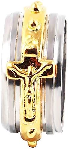 Lovelegis Men's Ring - Cross - Jesus Christ - Band - Stainless Steel