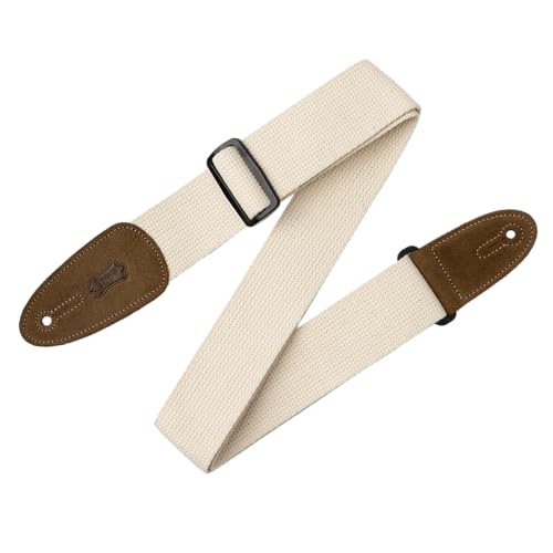Levys MC8-NAT 2 inch Cotton with Leather Ends - Natural, 0.2 in*58.0 in*2.0 in
