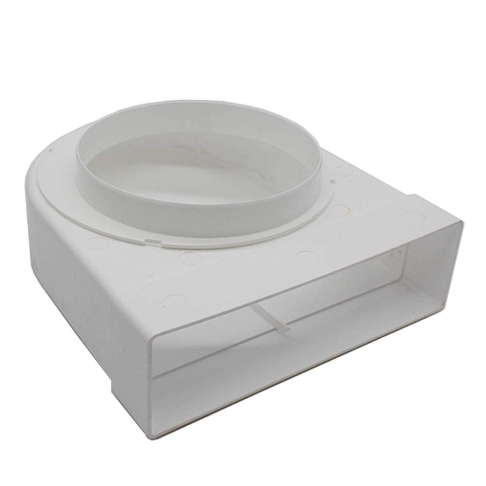 Kair Rotating Elbow Bend Adaptor 204mm x 60mm to 150mm - 6 inch Rectangular to Round 90 Degree Bend Adapter for Converting to Different Size Plastic Ducting Systems — image 1