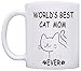 World's Best Cat Mom Ever Coffee Mug - Funny Novelty Gift for Cat Lovers - 12 Ounce White Tea Cup - Prime Mother's Day Present from Daughter and Son