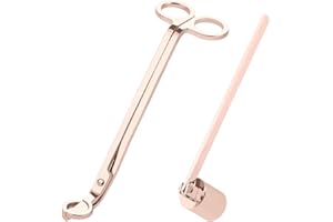 TEENGSE Rose Gold Wick Trimmer and Candle Snuffer Safely Trims Wicks and Effectively Putting Out Flames, Metal Polished Delicate Long Handle Candle Accessory Set for Scented Candles Canned Candles