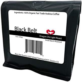 Black Belt Coffee Dragon Chi Light Roast Artisan Whole Bean Coffee, Certified Organic, Fair Trade, Small Batch Roasted 12oz