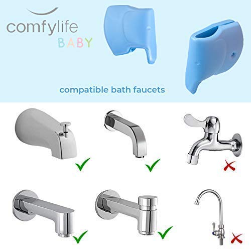Cute Elephant Tub Spout Cover + Free Kids Toothbrush Holder – Safe Bath Spout Cover for Kids – Bath Tub Faucet Cover for Babies and Young Kids with Bonus Baby Toothbrush Holder
