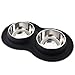 Kulmeo Dog Bowl Cat Food Bowls Stainless Steel Dog Food and Water Bowls with Non Skid Silicone Mat Spill Proof Puppy Bowl Medium Pets Cats Dogs 28oz Black…