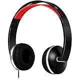 Gorsun Lightweight Sport Workout Headphones with Volume Control and Microphone-Black/Red