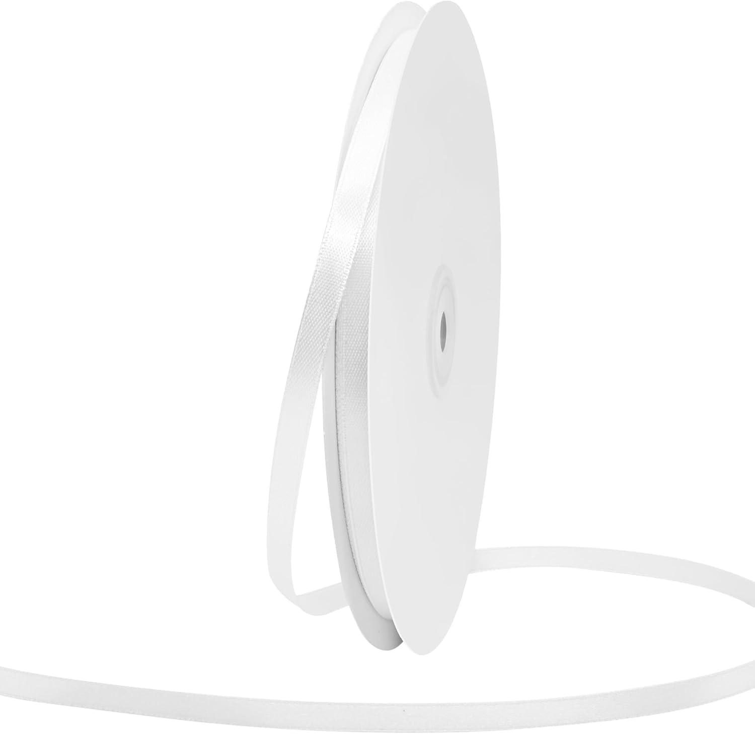 White Ribbon 6mm for Gift Wrapping 91M,White Satin Ribbon 6mm Thick Fabric Ribbon for Crafting Cake Ribbon,Hair Bow,Polyester Christmas Decoration,Wedding Car Decor