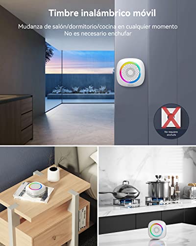 TECKNET Wireless Doorbell with Batteries, RGB Wireless Doorbell Outdoor Waterproof IP66 with 2 Receivers, 400 M Range, 5 Volume Levels and 60 Melodies for Home, Hotel, Office, Emergency etc
