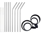 Lepilion Handle COMBO Pack Accessories Kit | 2 Handles + 8 Stainless Steel Straws + 2 Cleaning Brushes | Black | Fits YETI Rambler Tumbler Mug 30 oz | RTIC SIC Cups Ozark Trail Berg Accessory