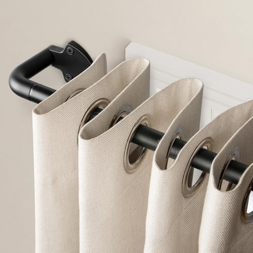 DEFYNEE Curved Curtain Rod, Length 81 - 218 cm, Extendable Diameter 19 mm, Multi-Piece Telescopic Segment Curtain Rod, Wrap Around Design, Black