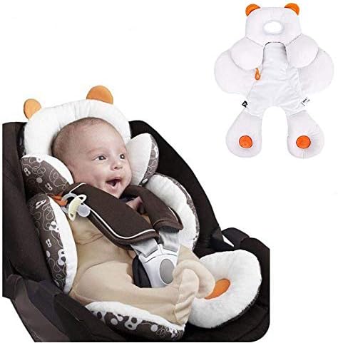 StoHua Baby Head Body Support for Car Seats and Strollers, 2-in-1 Reversible Stroller Pillow Insert with Organic Cotton, White