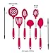 Culinary Couture 6-Piece Stainless Steel & Silicone Kitchen Utensils Set, Silicone Cooking Utensils, Heat Resistant Kitchen Cooking Utensils Set, Includes a Bonus Recipe E-Book, Magenta