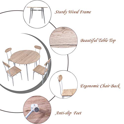 Dporticus 5-Piece Kitchen & Dining Set Kitchen Table and Chairs with Metal Legs