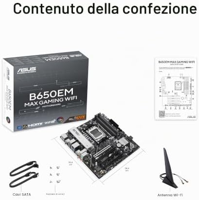 B650EM MAX GAMING WIFI, Scheda Madre AMD mATX, Slot DDR5, Nera