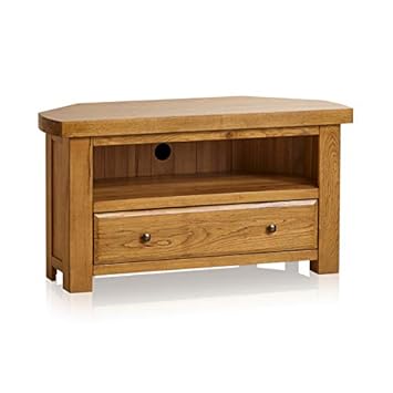 Hercules Rustic Solid Oak Corner Tv Cabinet Amazon Co Uk Kitchen