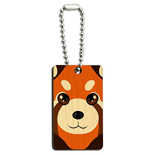 Red Panda Cute Wood Wooden Rectangle Key Chain