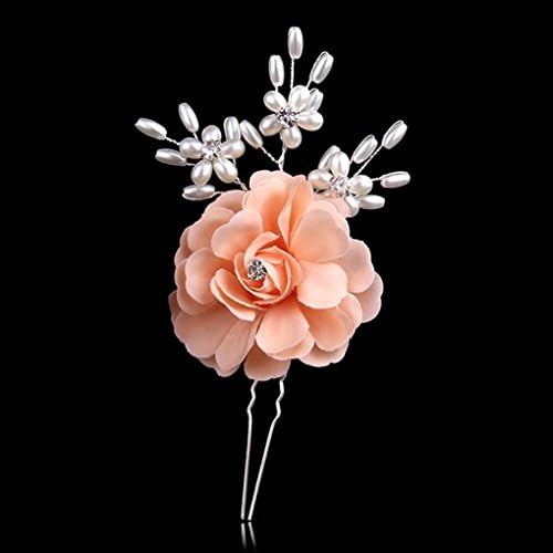 Exquisite Selebrity Wedding Bridal Rhinestone and Pearl Flower Headpieces (PEACH 698)