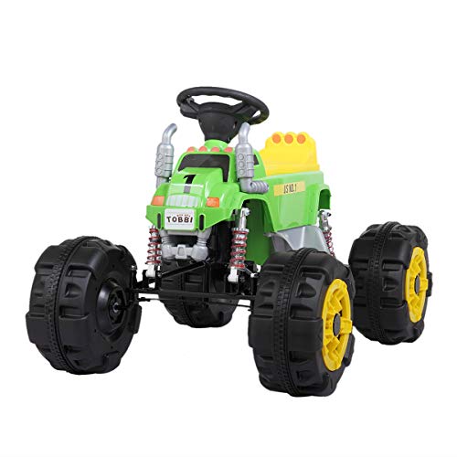 JAXPETY 12V ATV Ride On Car Toy Truck with Big Wheels and Music, Green
