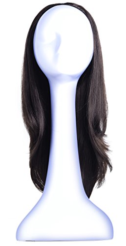 OneDor 22" Slight Curly 3/4 Ladies Half Wig Kanekalon Hair Synthetic Wigs with Comb on a mesh head cap (R4)