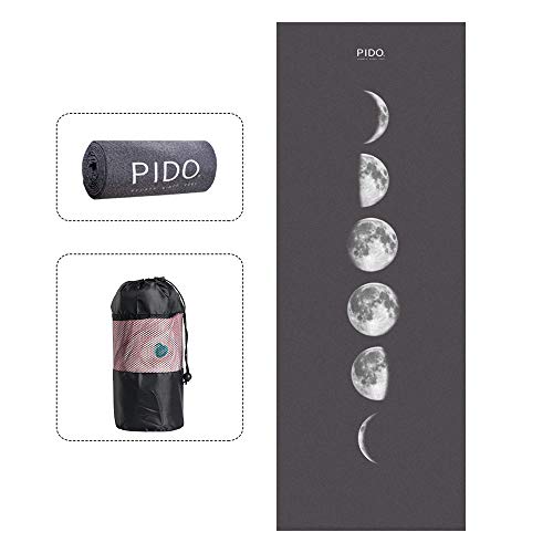 WWWW pido Yoga Towel Non Slip Sweat Absorbent Towel Convenient Widened Folded Fitness Blanket with Bag 72″x26″(Moon Phase)