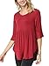 iGENJUN Women's Scoop Neck 3/4 Ruffle Detailed Sleeve Floral Tops Blouse